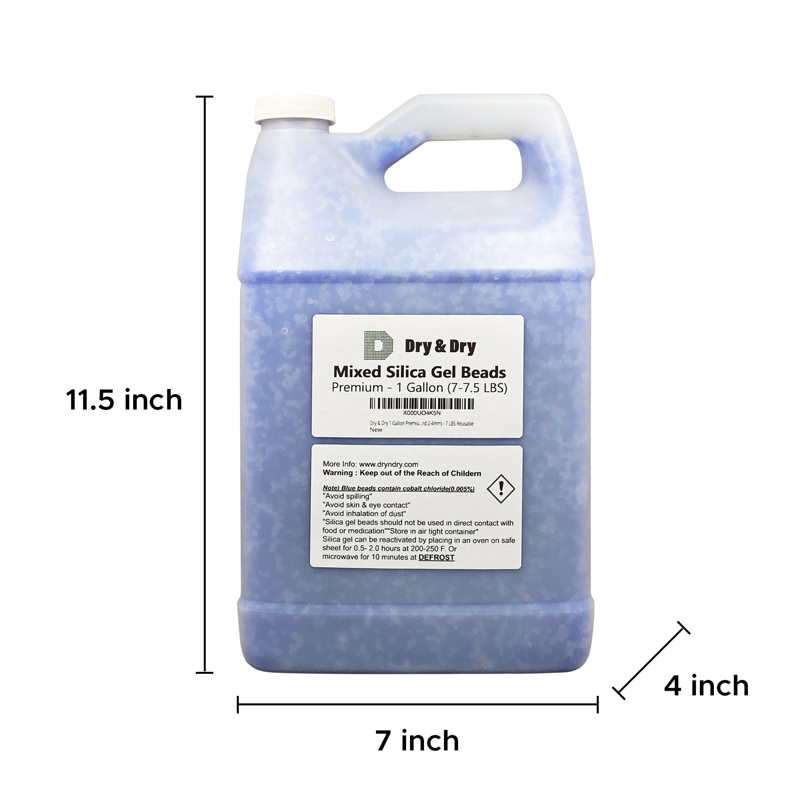 2 Gallon (14.5 LBS) "Dry & Dry" High Quality Blue & White Mixed Silica Gel Desiccant Beads - Rechargeable Beads