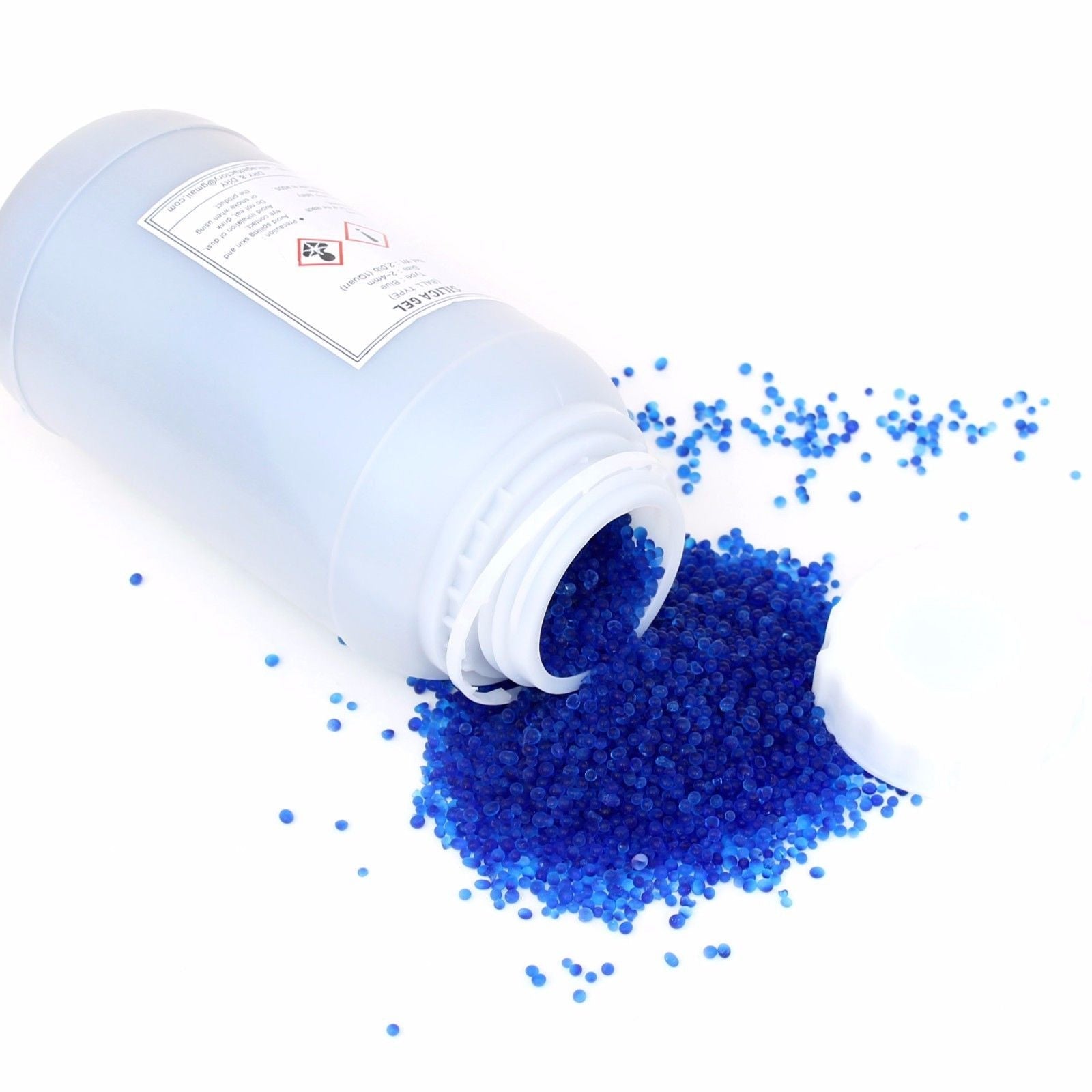 1 Quart Blue Silica Gel Bead in Round Bottle with Air Tight Cap - 2 LBS Reusable
