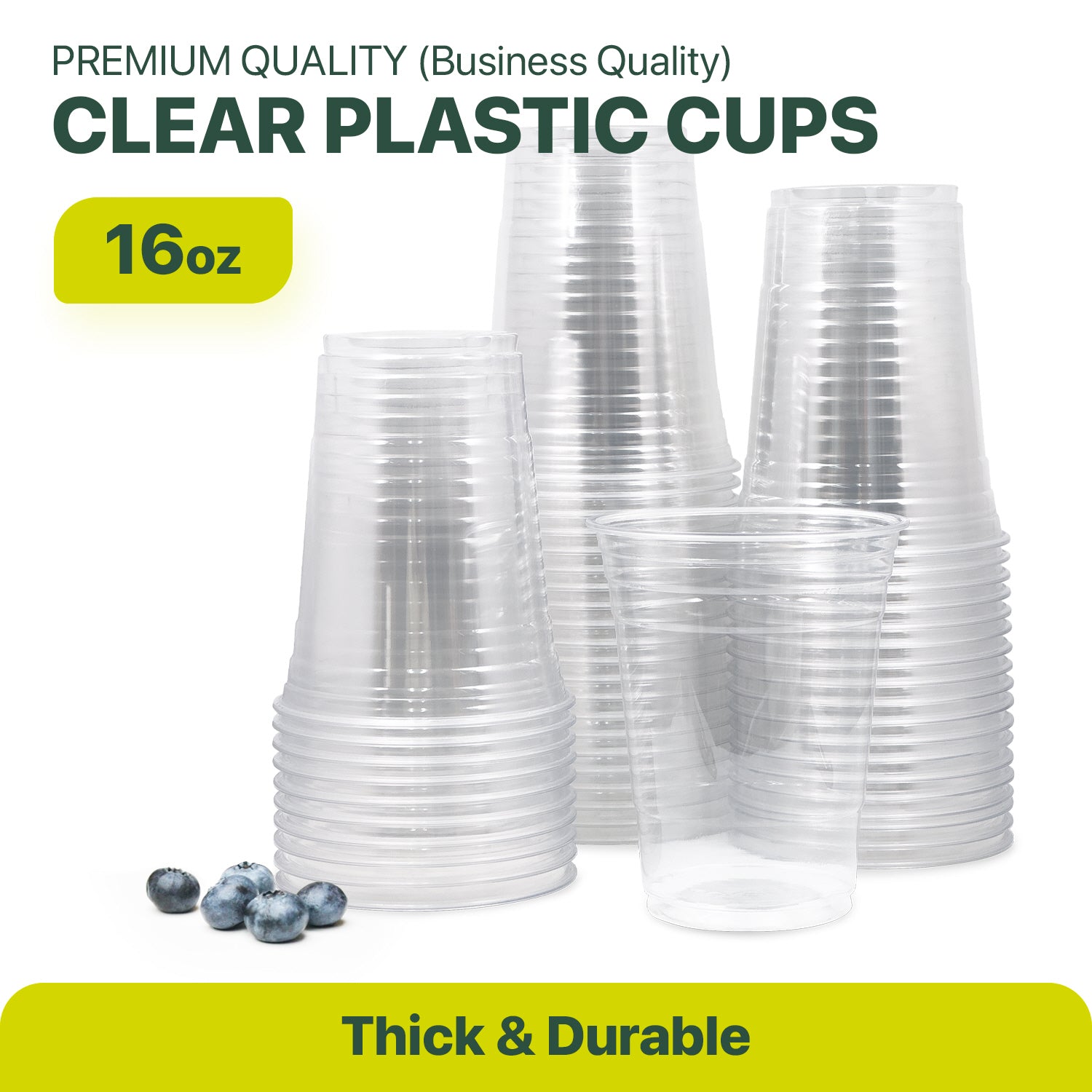 Plastic Cups - 16oz PET Cold Cups (98mm) - 1,000 ct, Coffee Shop Supplies, Carry Out Containers