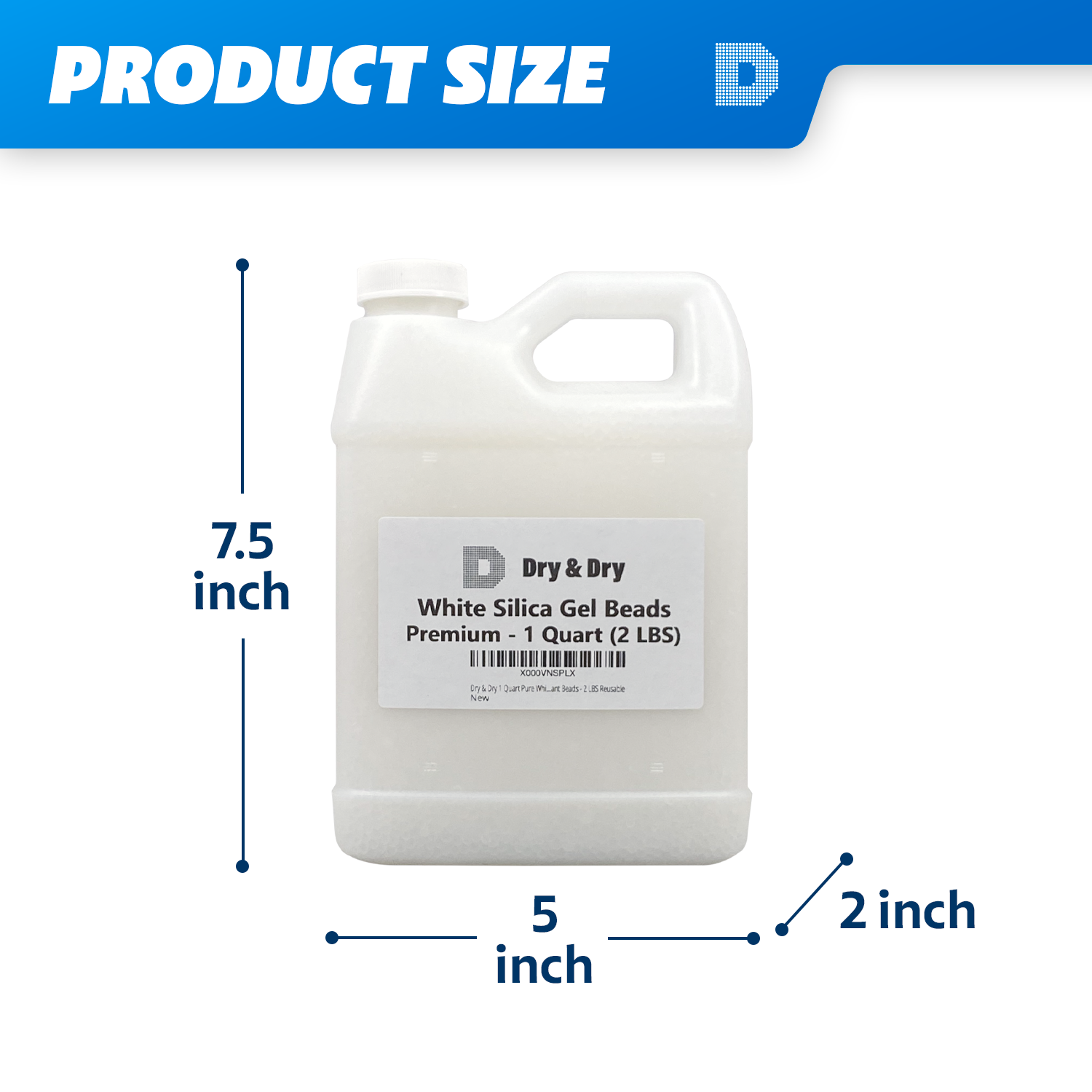 1 Quart(2 LBS) Premium White Silica Gel Beads - Rechargeable Pure & Safe Desiccant Beads