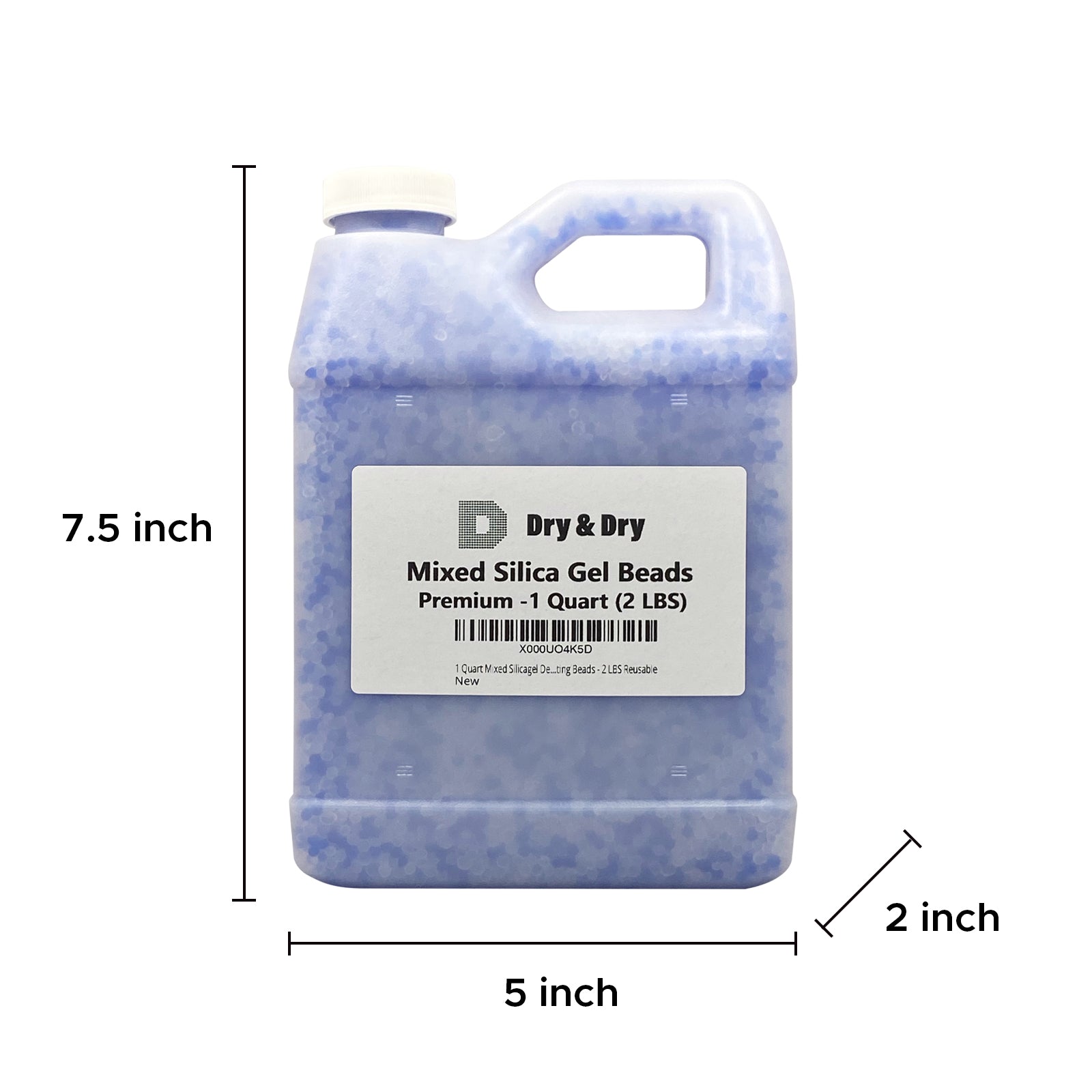 1 Quart(2 LBS) Premium White & Blue Mixed Silica Gel Beads - Rechargeable Color Changing Air Drying