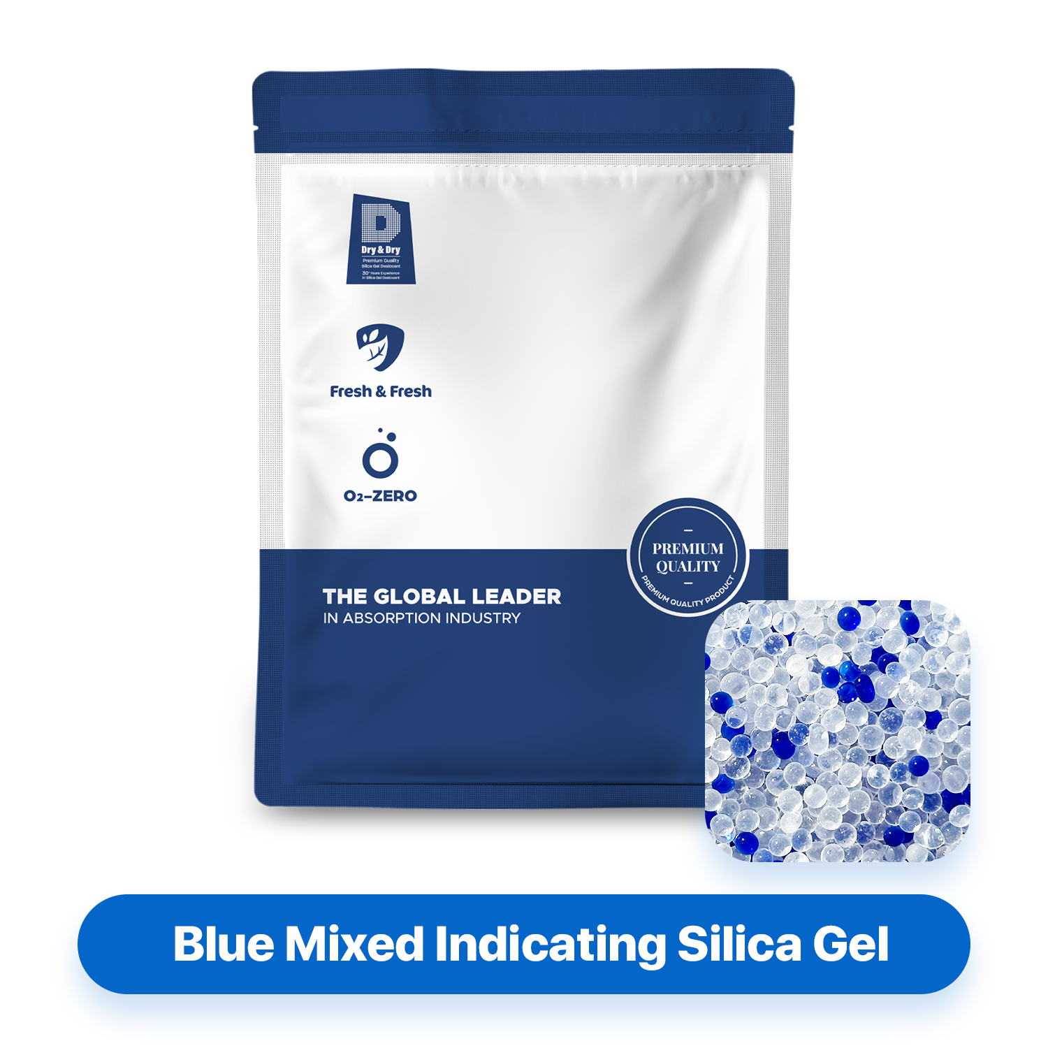 5 LBS Indicating "Dry&Dry" Silica Gel Beads Mixed Blue for Air Dryer - Bulk Resuable Color Changing