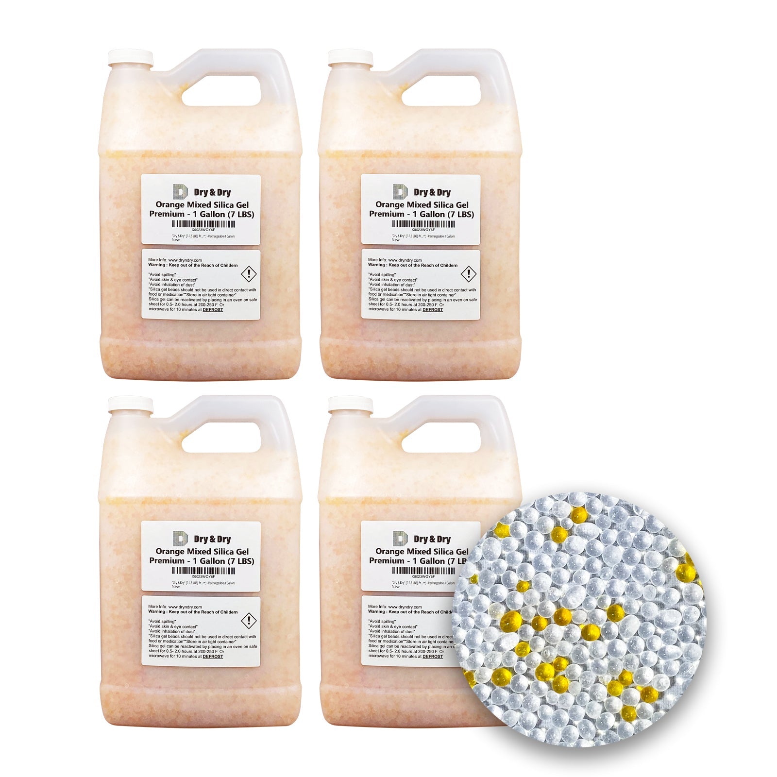 4 Gallon(28-30 LBS) "Dry & Dry" Premium Orange & White Mixed Indicating Silica Gel Desiccant Beads(Industry Standard 3-5 mm) - Rechargeable