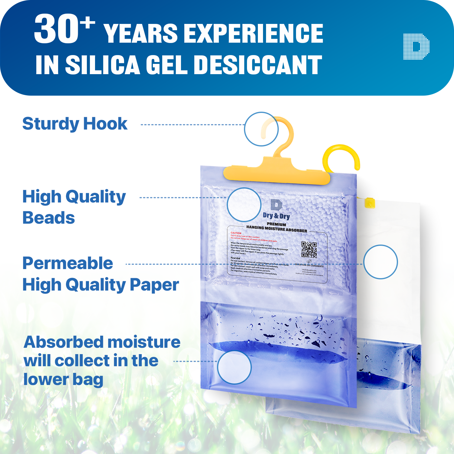 [Medium/Net 7 oz/Pack]  Dry & Dry Premium Hanging Moisture Absorber