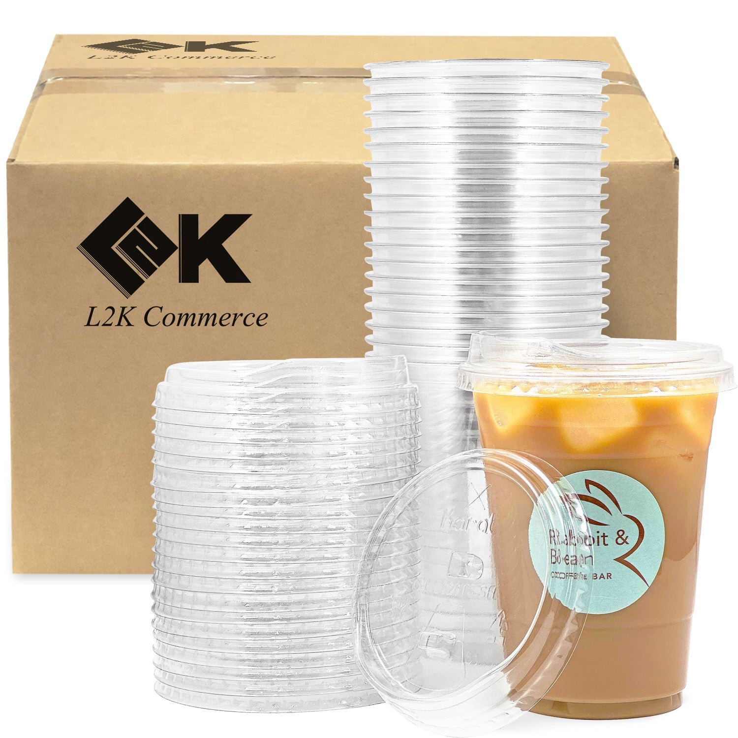 [ California Delivery Only ] 2 Box 16 oz Plastic Clear Cups AND Strawless Lids - each 2,000 ct