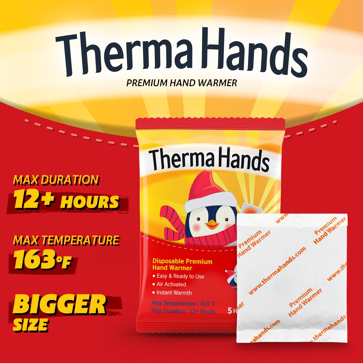 ThermaHands Hand Warmers [10-360 Packs] - Choose Packet Quantities.
