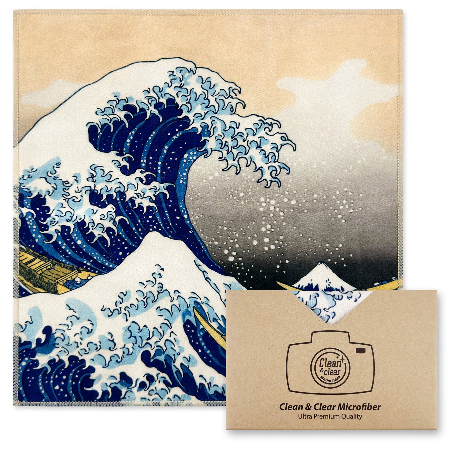 [6 Pack] Hokusai "The Great Wave off Kanagawa" - Art Collection - Ultra Premium Quality Microfiber Cleaning Cloths