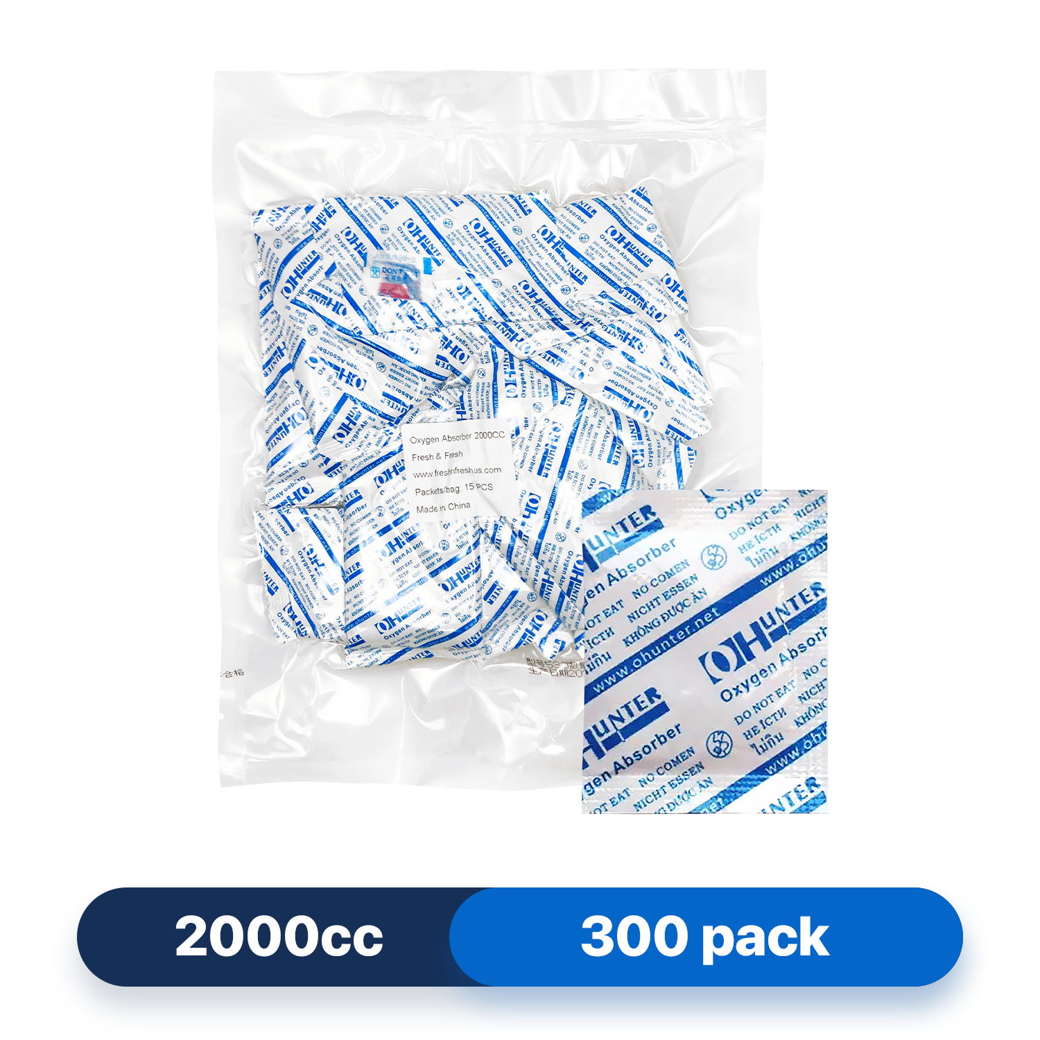 Fresh & Fresh (300 Packets) 2000 CC Premium Oxygen Absorbers(20 Bag of 15 packets) - ISO 9001 Certified Facility Manufactured.