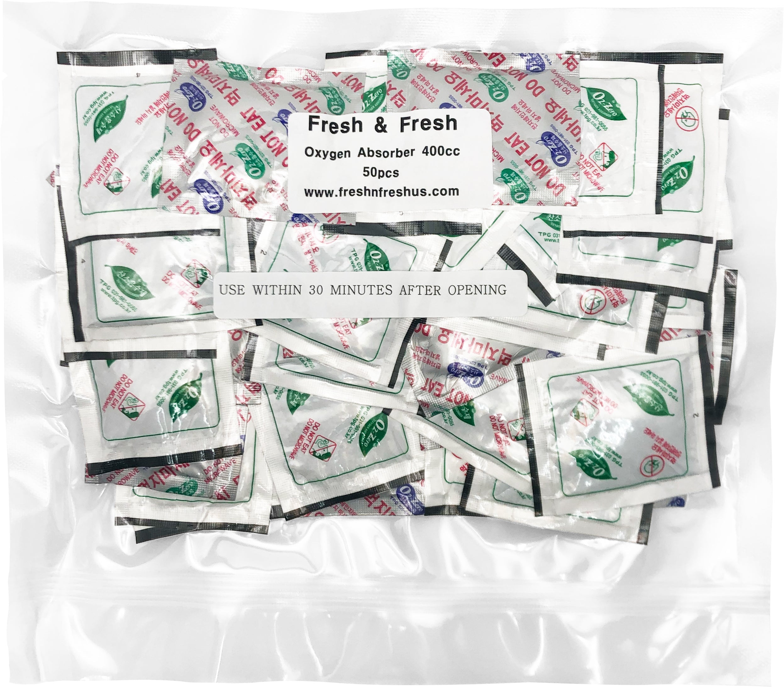 Fresh & Fresh (2500 Packs) 400 CC Premium Oxygen Absorbers(50 Bag of 50 Packets) - ISO 9001 Certified Facility Manufactured