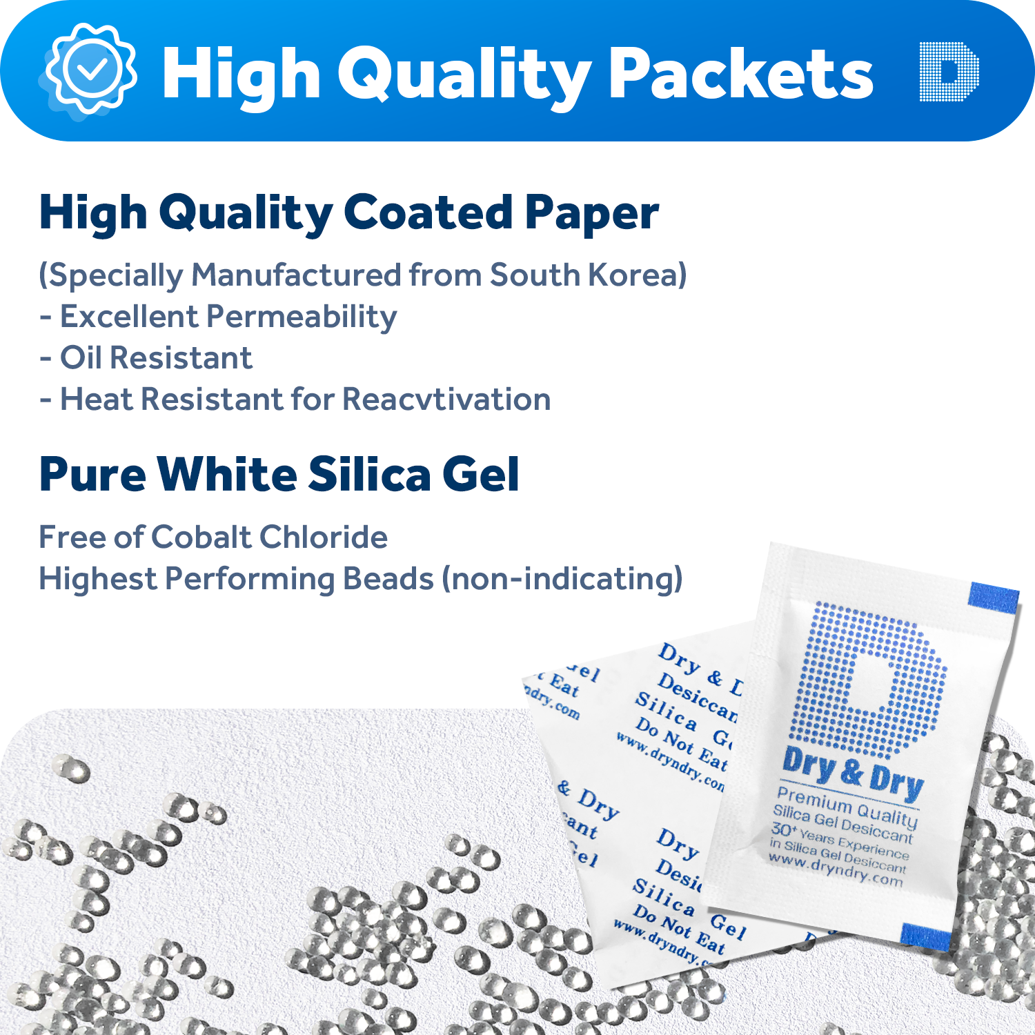 2 Gram [7,000 Packets] Premium Silica Gel Desiccant Packets - Rechargeable Paper(FDA Compliant)