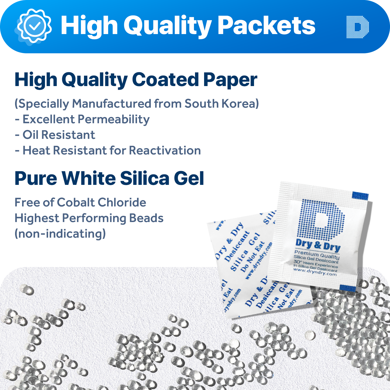 1 Gram [10,000 Packets] Premium Silica Gel Desiccant Packets - Rechargeable Paper(FDA Compliant)