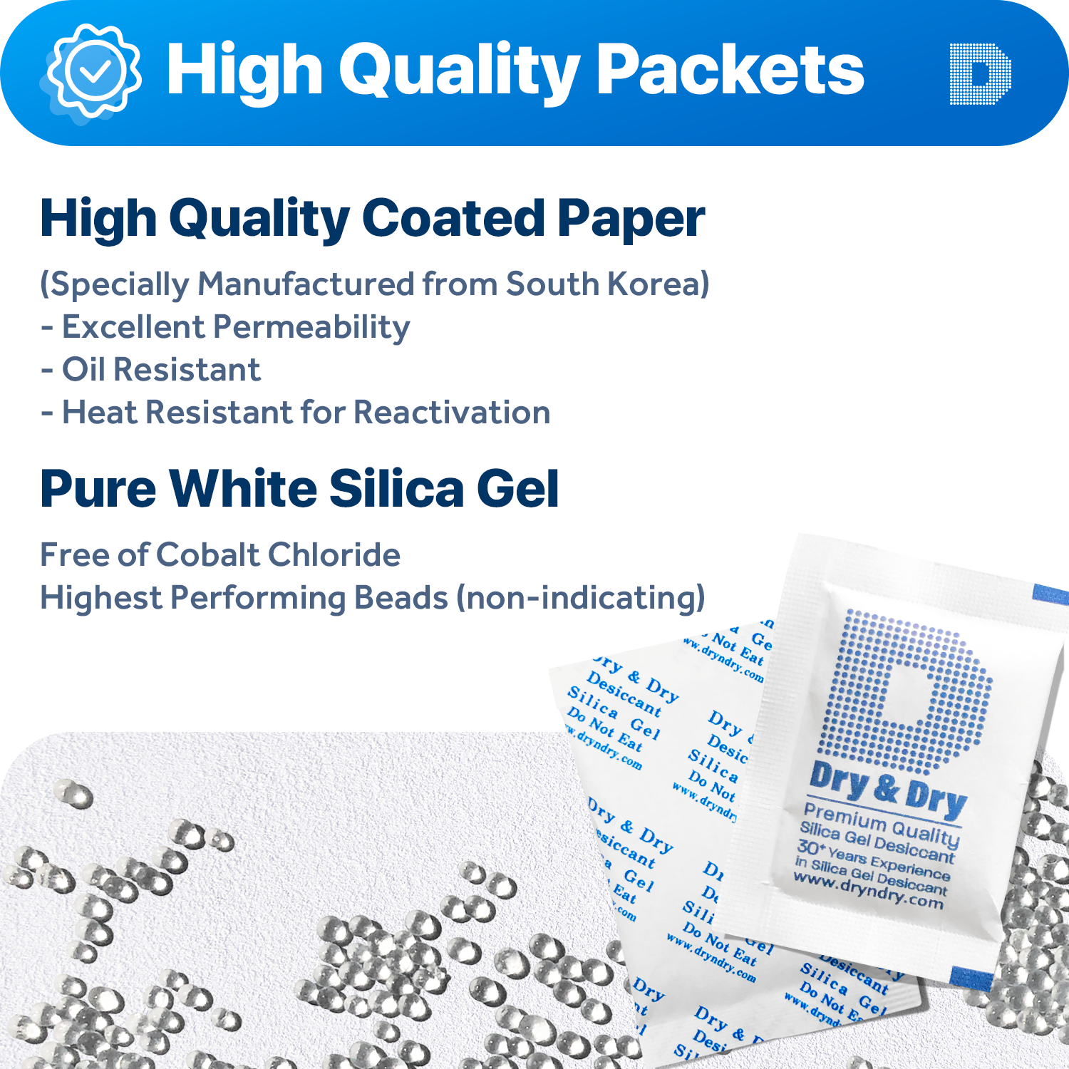 5 Gram [3,000 Packets] Premium Silica Gel Desiccant Packets - Rechargeable Paper(FDA Compliant)