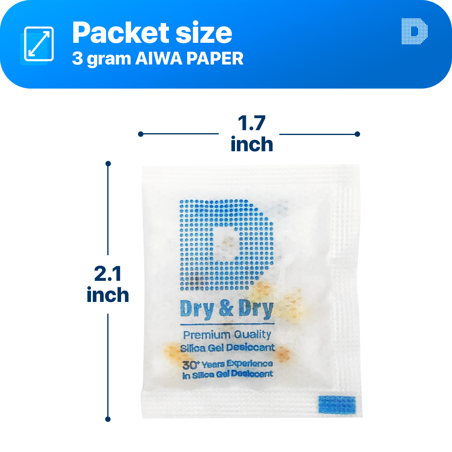 3 Gram [6000 Packs] "Dry & Dry" Food Safe Orange Indicating(Orange to Dark Green) Mixed Silica Gel Packets - FDA Compliant