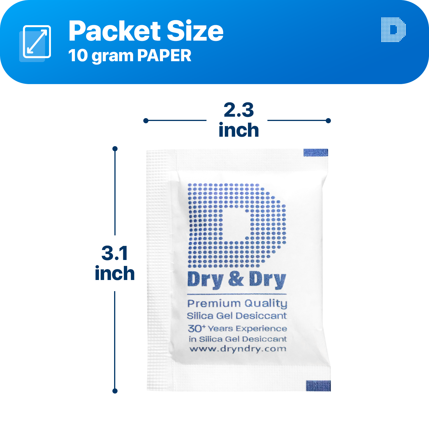 10 Gram [1,600 Packets] Premium Silica Gel Desiccant Packets - Rechargeable Paper(FDA Compliant)