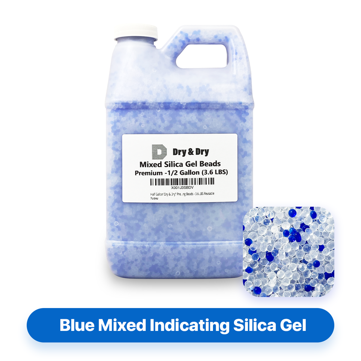 1 Quart(2 LBS) Premium White & Blue Mixed Silica Gel Beads - Rechargeable  Color Changing Air Drying