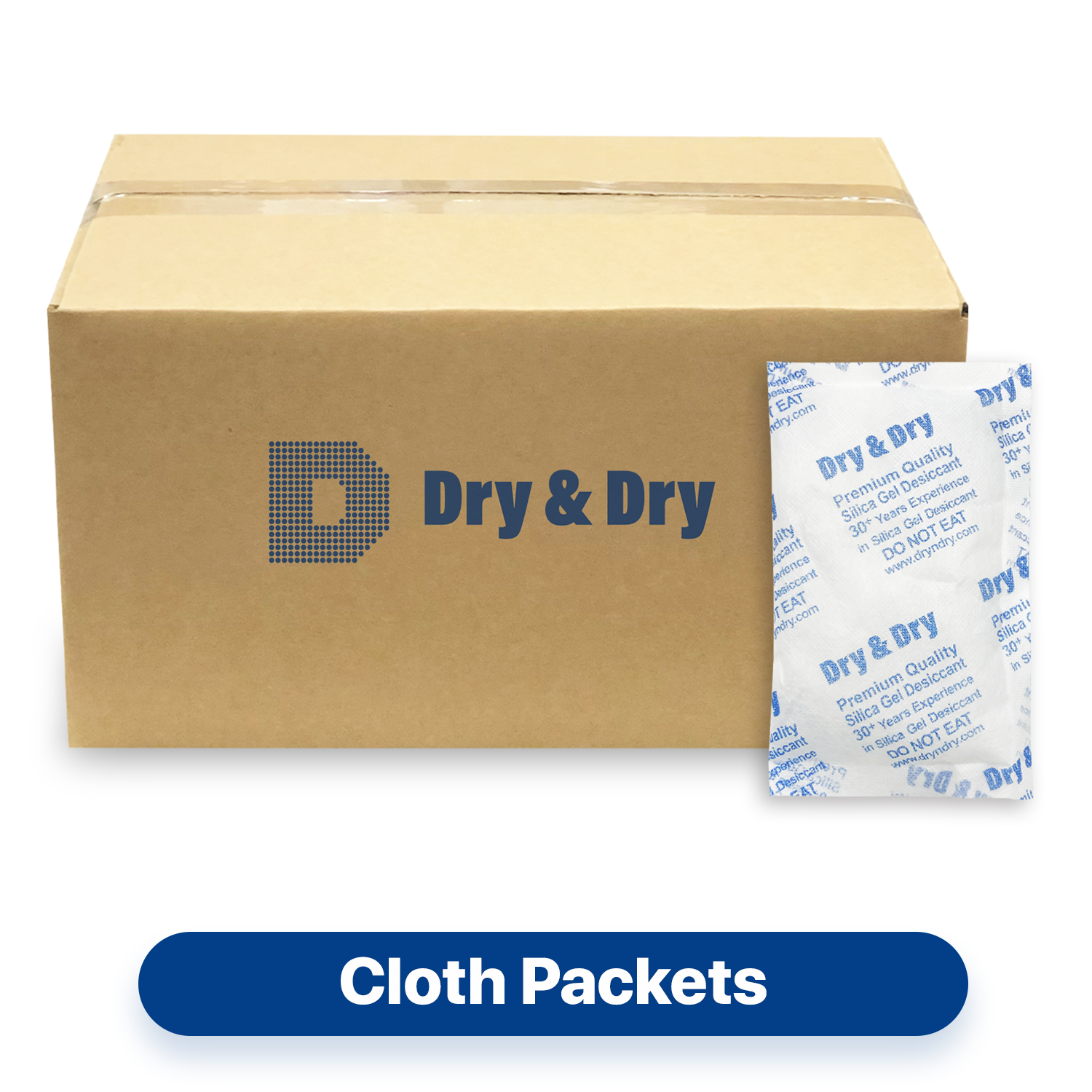 100 Gram [200 Packets]  "Dry & Dry" Premium Silica Gel Desiccant Packets - Rechargeable Fabric