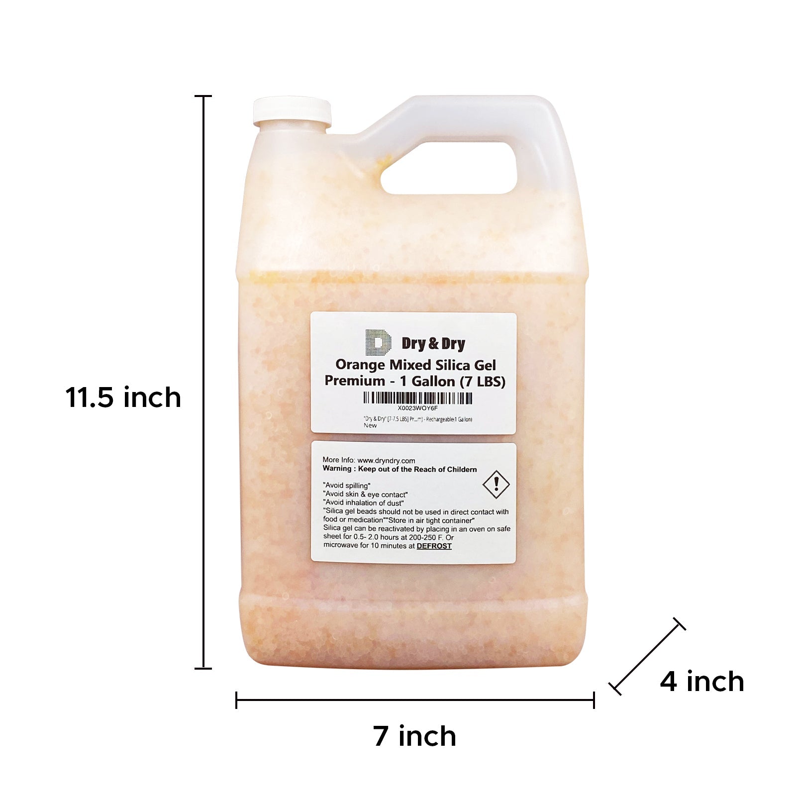 2 Gallon(14-15 LBS) "Dry & Dry" Premium Orange & White Mixed Indicating Silica Gel Desiccant Beads(Industry Standard 3-5 mm) - Rechargeable