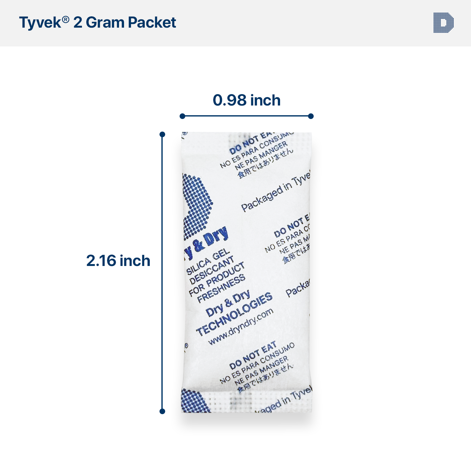 2 Gram [7,000 Packets] Tyvek® Silica Gel Desiccant Packets (FDA Compliant)