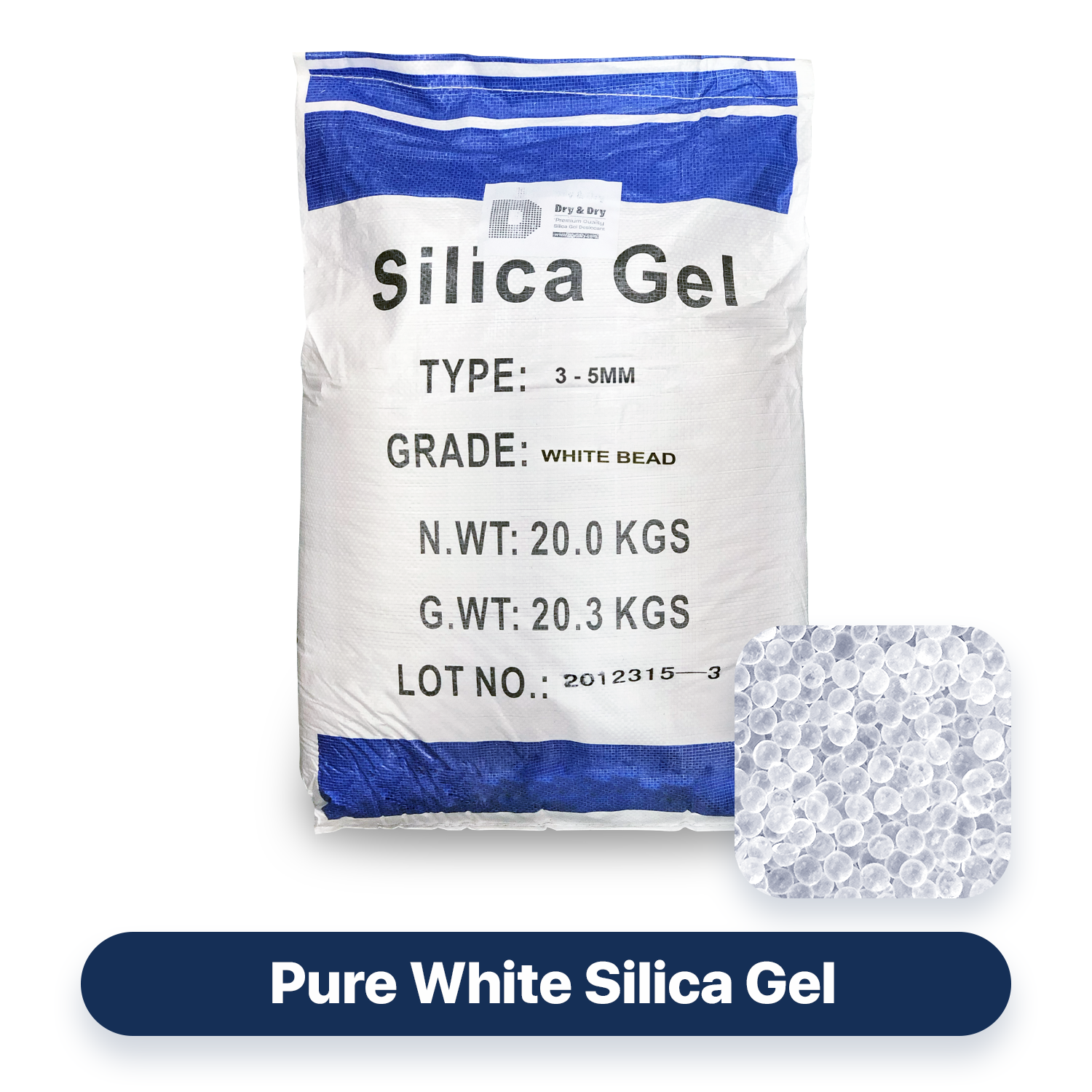 (44 LBS) "Dry & Dry" Premium White Silica Gel Desiccant Beads